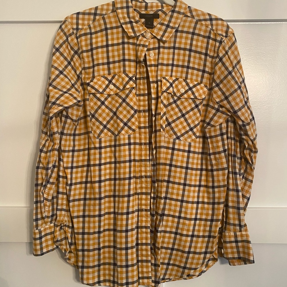 J Crew Navy/Yellow Button Down